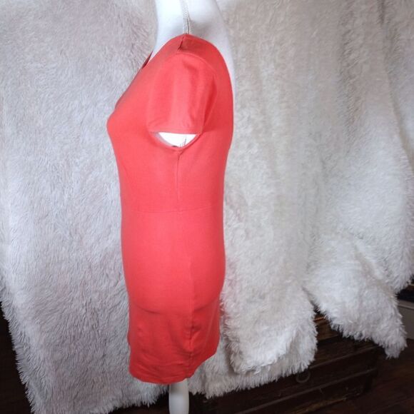 FOREVER 21 CORAL/ORANGE BODYCON DRESS SZ.L EUC - Picture 5 of 9